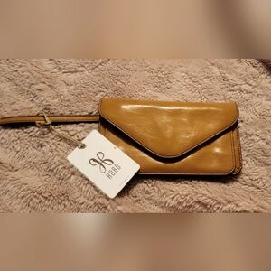 HOBO Ford Leather Wristlet Wallet Honey Caramel Tan Brown Wanderlust $138 RARE